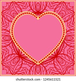 Valentine's day pattern with heart. Template Greeting Card, Invitation Or Posters. Vector Illustration