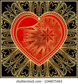 Valentine's day pattern with heart. Template Greeting Card, Invitation Or Posters. Vector Illustration