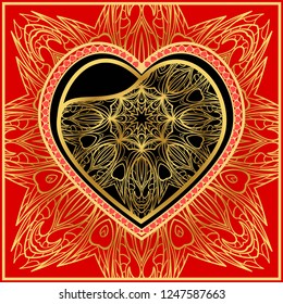 Valentine's day pattern with heart. Template Greeting Card, Invitation Or Posters. Vector Illustration