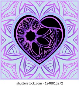 Valentine's day pattern with heart. Template Greeting Card, Invitation Or Posters. Vector Illustration
