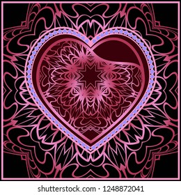 Valentine's day pattern with heart. Template Greeting Card, Invitation Or Posters. Vector Illustration
