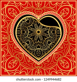 Valentine's day pattern with heart. Template Greeting Card, Invitation Or Posters. Vector Illustration