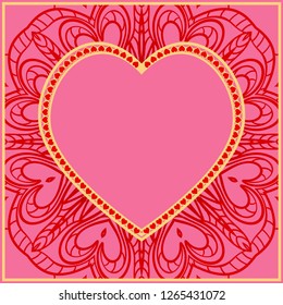 Valentine's day pattern with heart. Template Greeting Card, Invitation Or Posters. Vector Illustration