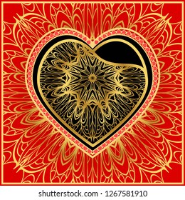 Valentine's day pattern with heart. Template Greeting Card, Invitation Or Posters. Vector Illustration
