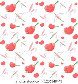 valentine's day pattern, hearts, carrots, bunny ears, bunny love, cute pattern