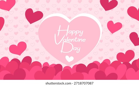 Valentinstag, Muster der Herzen von Händen in rosa Farben gezeichnet.