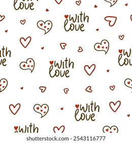 Valentine's Day pattern with hearts, flowers, gifts, balloons and love inscriptions. Valentine's Day backgrounds collection