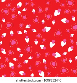 Valentine's day, a pattern of hearts on a red background. Vector image.