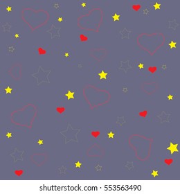 valentine`s day Pattern with hearts and stars