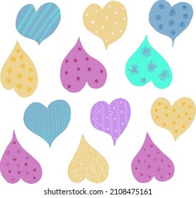 Valentine's Day pattern illustration –love sketch (for the 14th of February), vector graphic color pattern on white background