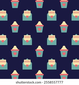 valentine's day pattern leaf heart cake minimalist illustration retro