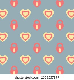 valentine's day pattern leaf heart on a castle minimalist illustration retro