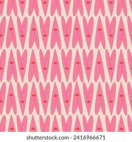 Valentine's Day pattern with pink strange cool hearts