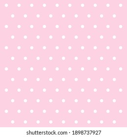 Valentines day pattern polka dots. Template background in pink and white polka dots . Seamless fabric texture. Vector illustration