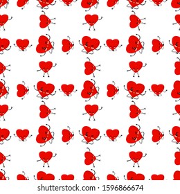 Valentine's day pattern. Red hearts on a white background vector illustration. Heart cute character. Cartoon style. Love and friendship. Textile and wrapping paper design.