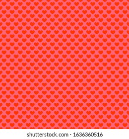 Valentines Day pattern with red hearts on pink background