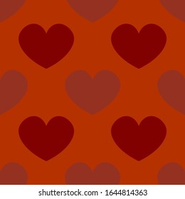 Patrón del día de San Valentín con corazones rojos sobre fondo naranja