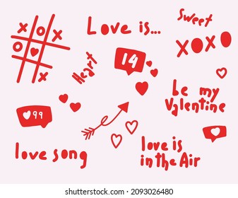 valentines day pattern red love romance background elements design vector heart arrow xoxo loveis game