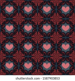 Valentine's day pattern. Seamless vector background with abstract shape, hearts.  Can be used for wallpapers, fill images, web page, background, surface