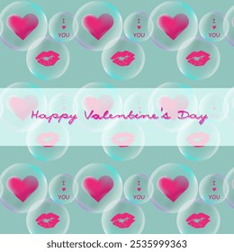 Valentine's Day pattern, soap bubbles. Happy Valentine's Day. 14 February.