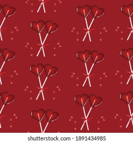Valentine's day pattern sweet candy heart shaped lollipops