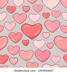 Valentines day pattern. Sweet hearts background. Romantic holiday vector background.