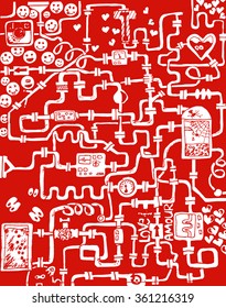 Valentine's Day pattern. Vector Illustration. Doodle. Liaison.