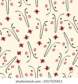 Valentines Day pattern with vibrant expressive funky faces. Groovy cute love hearts