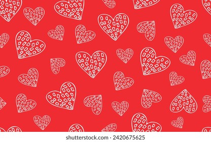 valentine's day. patterns. seamless patterns. hearts. Doodle. drawing. red. vector. on a white background. for textiles. for the repose. postcard.	
