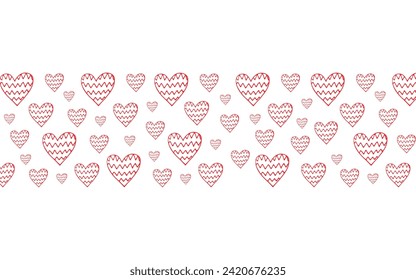 día de San Valentín. patrones. patrones impecables. corazones. Doodle. dibujar. rojo. vector. sobre un fondo blanco. para textiles. para la respuesta. postal.