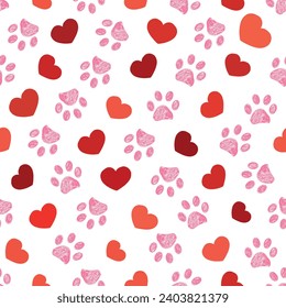 Valentine's Day paw prints pattern