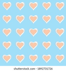 Valentine's Day peach postmarks on blue background seamless pattern. Vector illustration design.