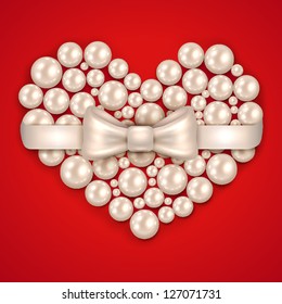 Valentine`s Day pearl heart - vector illustration.