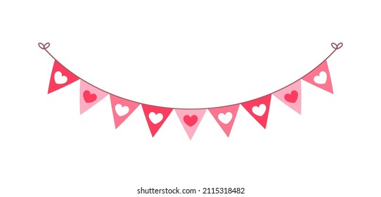 Valentine's Day pennant banner bunting vector illustration clipart