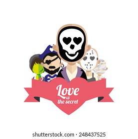 Valentine`s day people decorative elements.