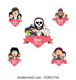 Valentine`s day people decorative elements.