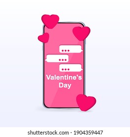 Valentine's Day. Phone messages, love messages. Banner. Vector illustration