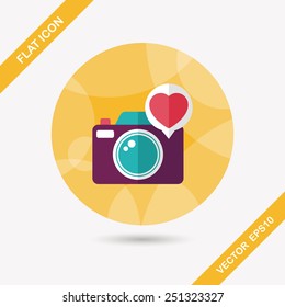 Valentine's Day photo camera flat icon with long shadow,eps10