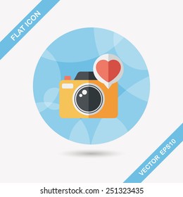 Valentine's Day photo camera flat icon with long shadow,eps10