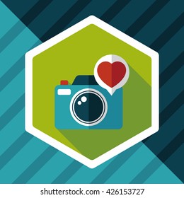 Valentine's Day photo camera flat icon with long shadow,eps10