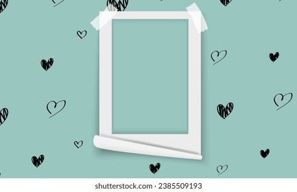 Valentine's Day photo frames: Romantic greeting card templates. Memories vector template.