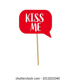 Valentine's Day photobooth Prop vector element. Red color sign kis me.
