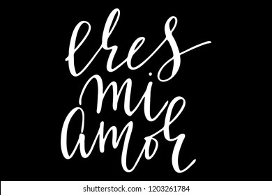 Valentine's day phrase in Spanish you are my love handwritten text vector.