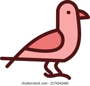 Valentines day pigeon, illustration, vector on a white background.