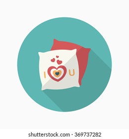 Valentine's Day pillow icon, Vector flat long shadow design.Fall in love