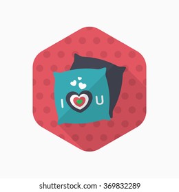 Valentine's Day pillow icon, Vector flat long shadow design.Fall in love