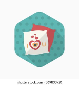 Valentine's Day pillow icon, Vector flat long shadow design.Fall in love