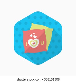 Valentine's Day pillow icon, Vector flat long shadow design.Fall in love