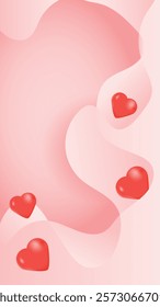 Valentine's Day Pink Abstract Background with Love Heart Template. valentine's day template vector illustration