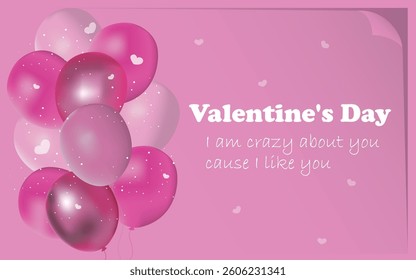 Valentine's Day pink background, balloon design